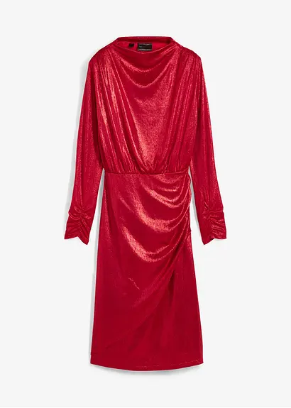 Jerseykleid aus Glitzergarn in rot von vorne - bonprix