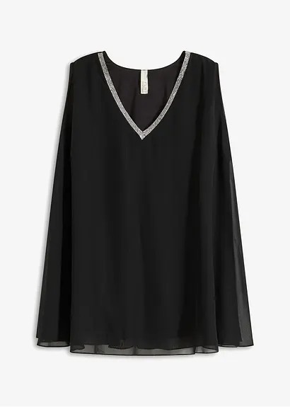 Kimono-Bluse in schwarz von vorne - bonprix