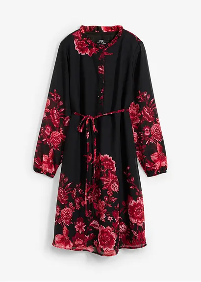 2-in-1 Umstands- und Stillkleid aus Chiffon in schwarz von vorne - bonprix