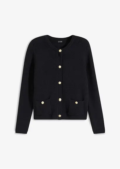 Strickjacke in schwarz von vorne - bonprix