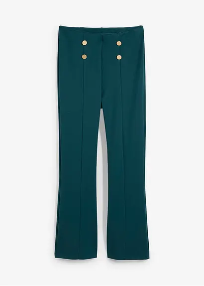 Flared Jerseyhose in petrol von vorne - bonprix
