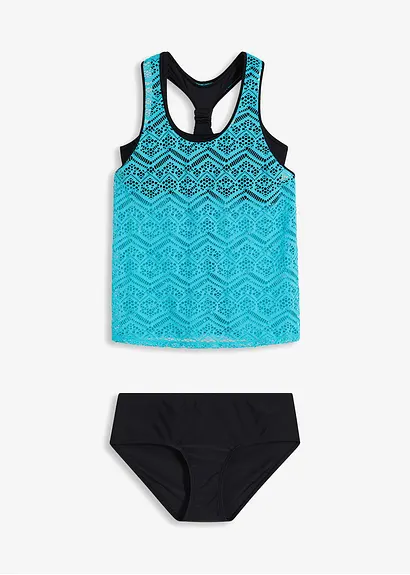 Tankini (2-tlg. Set) in blau von vorne - bonprix