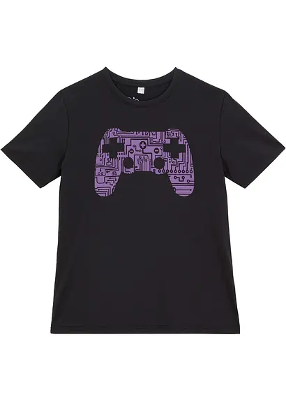 T-Shirt aus reiner Bio-Baumwolle in schwarz von vorne - bonprix