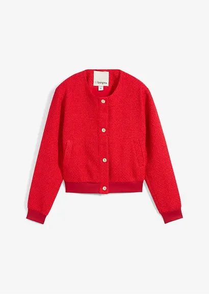 Blouson aus kuscheligem Bouclé in rot von vorne - bonprix