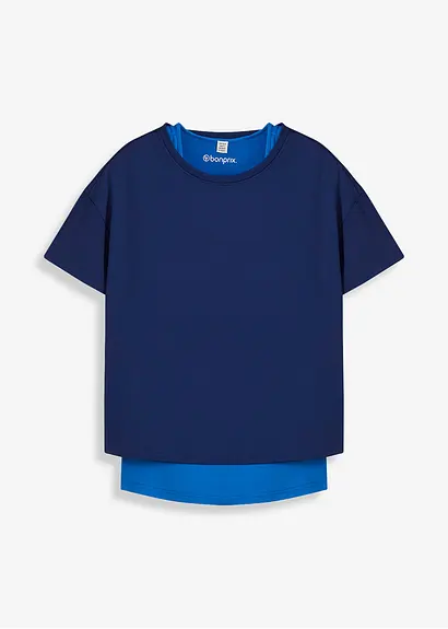 Funktionsshirt 2-in-1, schnelltrocknend in blau von vorne - bonprix