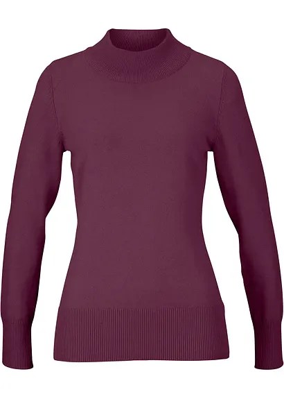 Basic Pullover mit Stehkragen mit recycelter Baumwolle in lila von vorne - bonprix