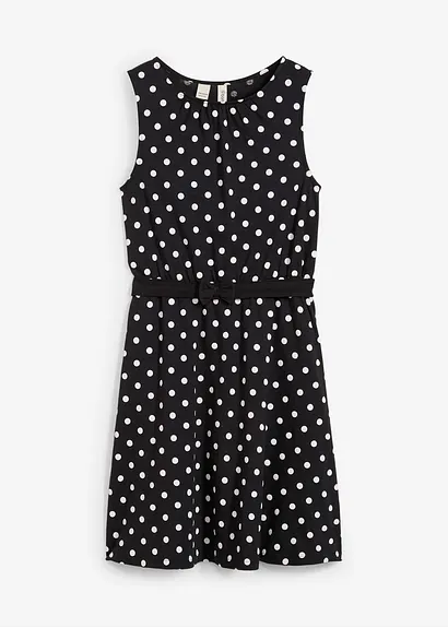 Jerseykleid aus reiner Bio-Baumwolle in schwarz von vorne - bonprix