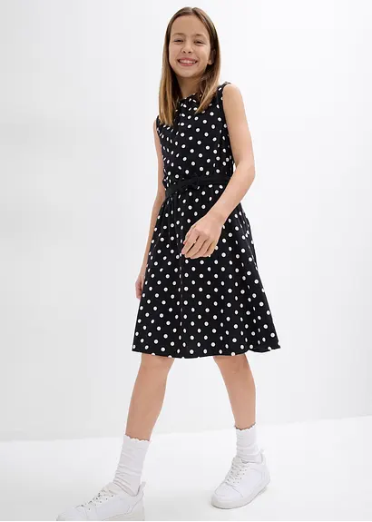 Jerseykleid aus reiner Bio-Baumwolle in schwarz von vorne (Totalaufnahme) - bonprix