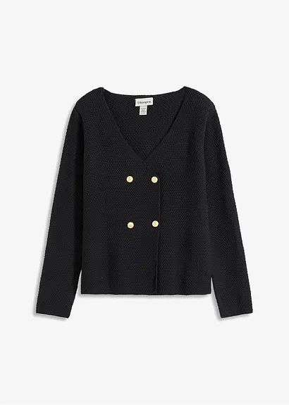 Strick Blazer in schwarz von vorne - bonprix