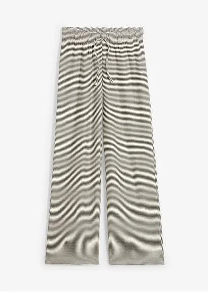 Gestreifte Jersey-Hose mit Kordelzug in schwarz von vorne - bonprix