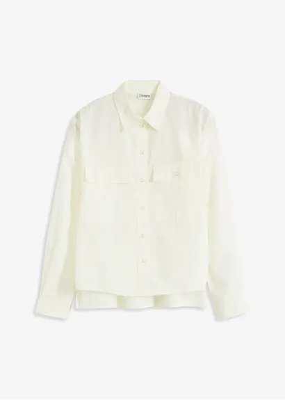 Popeline-Bluse in weiß von vorne - bonprix