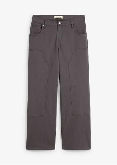 Twillhose aus elastischem Baumwoll-Mix in grau von vorne - bonprix