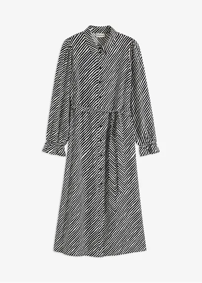 bedrucktes Blusenkleid in schwarz von vorne - bonprix
