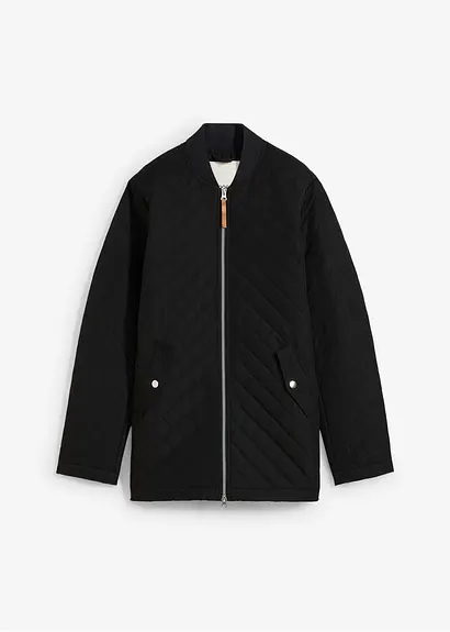 Long-Steppjacke in schwarz von vorne - bonprix
