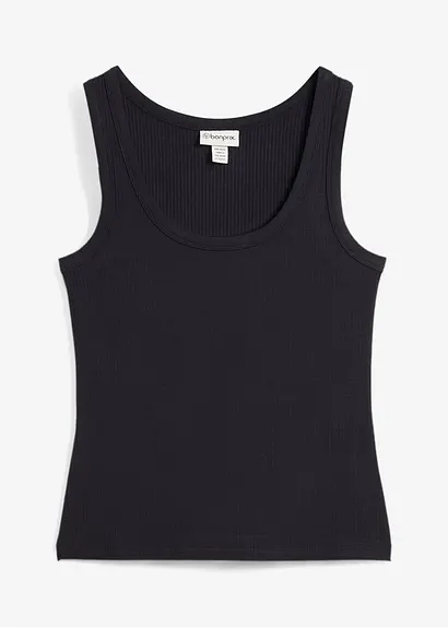 Ripptop aus softer Viskose in schwarz von vorne - bonprix
