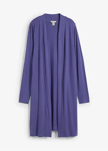 Lange Shirtjacke aus softer Viskose in blau von vorne - bonprix