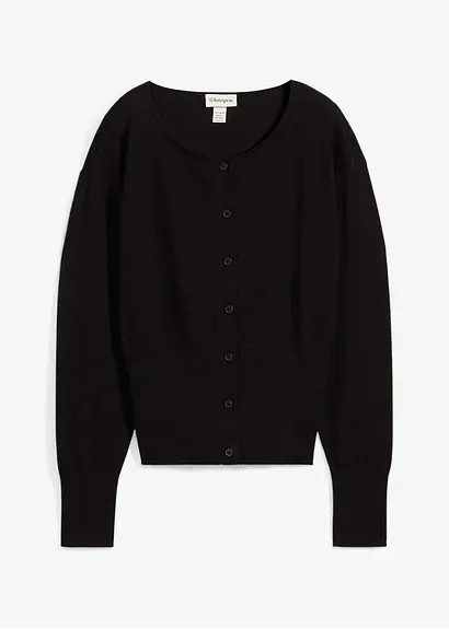 Feinstrickjacke in schwarz von vorne - bonprix