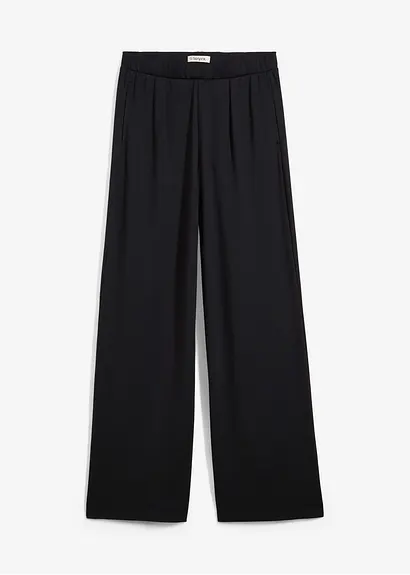 Palazzo-Hose aus bequemen Punto di Roma in schwarz von vorne - bonprix