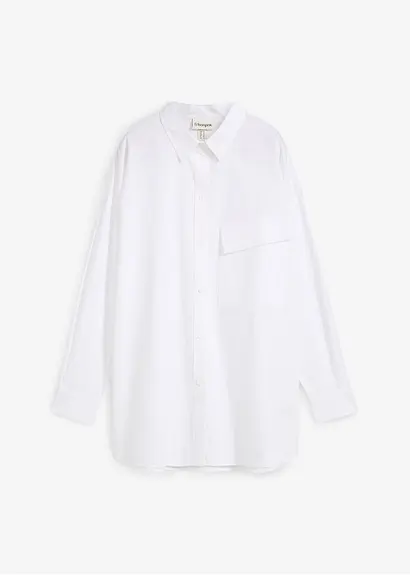 Longbluse aus reiner Baumwolle in weiß von vorne - bonprix