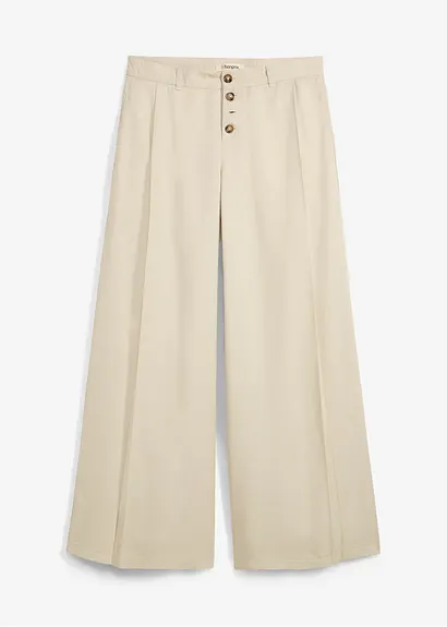 Twillhose aus fließendem Lyocell in beige von vorne - bonprix