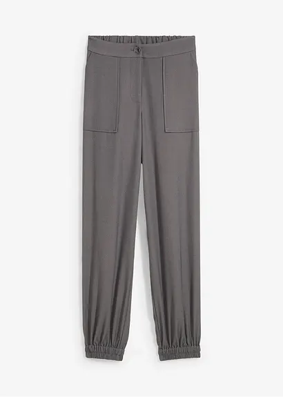Hose mit elastischem Bund in grau von vorne - bonprix