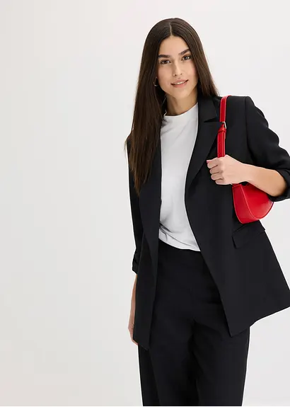 Longblazer in schwarz von vorne (im Anschnitt) - bonprix