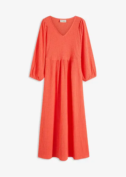 Midikleid aus strukturiertem Jersey in pink von vorne - bonprix