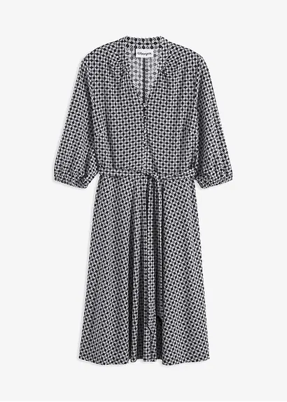 Jersey-Blusenkleid mit Bindeband (2.tlg-Set) in schwarz von vorne - bonprix