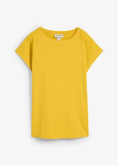 T-Shirt aus reiner Bio-Baumwolle in gelb von vorne - bonprix