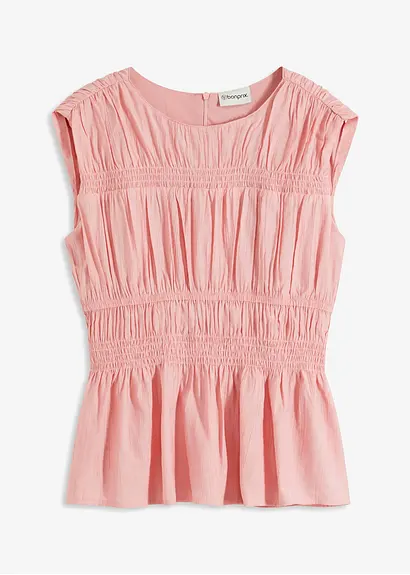 Blusentop aus softem Viskose-Mix in rosa von vorne - bonprix