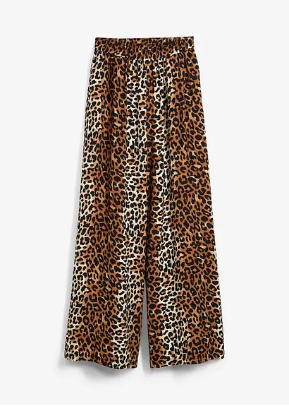 Palazzo-Hose aus fließendem Viskose-Mix in beige von vorne - bonprix