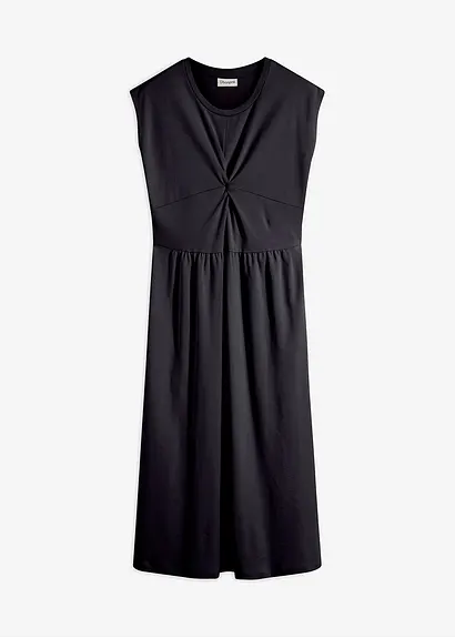 Ausgestelltes Jerseykleid mit Twistdetail in schwarz von vorne - bonprix
