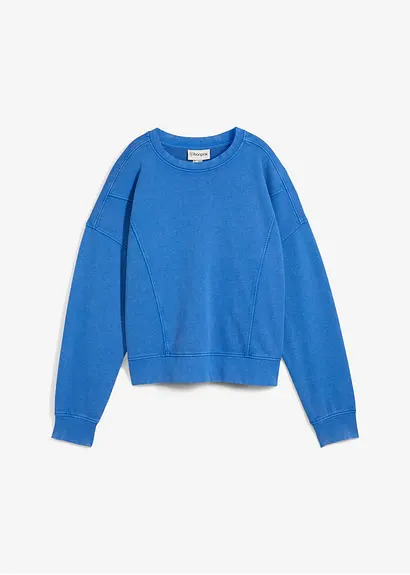 Oversize-Sweatshirt aus weichem Baumwoll-Viskose-Mix in blau von vorne - bonprix