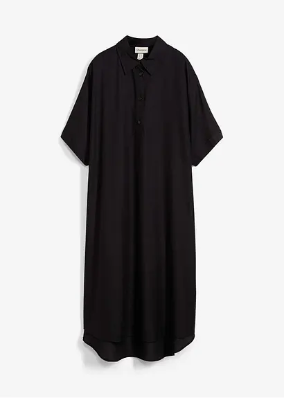 Blusenkleid aus feiner Viskose in schwarz von vorne - bonprix