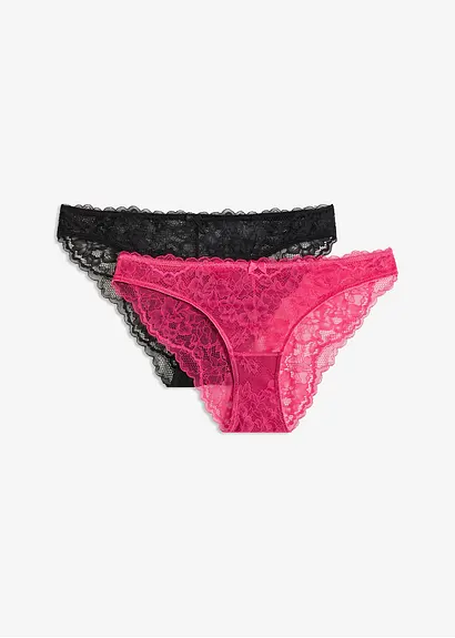 Slip (2er Pack) in pink von vorne - bonprix