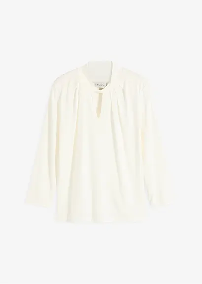 3/4-Arm Shirt mit Twist in weiß von vorne - bonprix