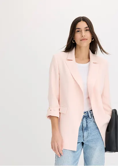 Longblazer in rosa von vorne (im Anschnitt) - bonprix