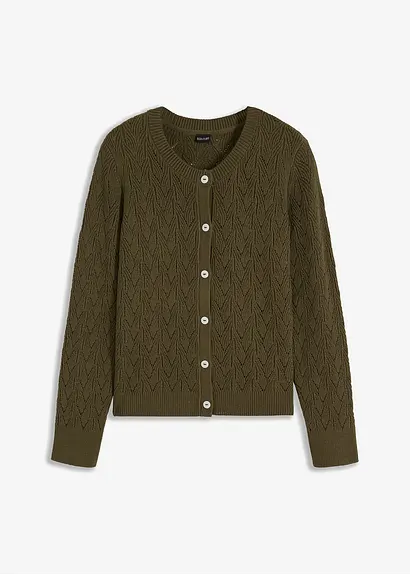 Strickjacke in grün von vorne - bonprix