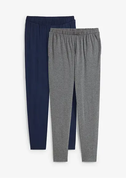 Schlupfhose mit hohem Bund (2er Pack) in blau von vorne - bonprix