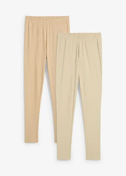Leggings  mit reiner Bio-Baumwolle (2er Pack) in grün von vorne - bonprix