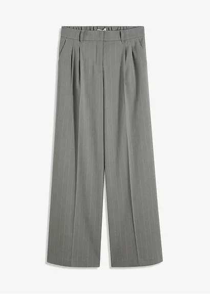 Nadelstreifen Marlenehose in grau von vorne - bonprix