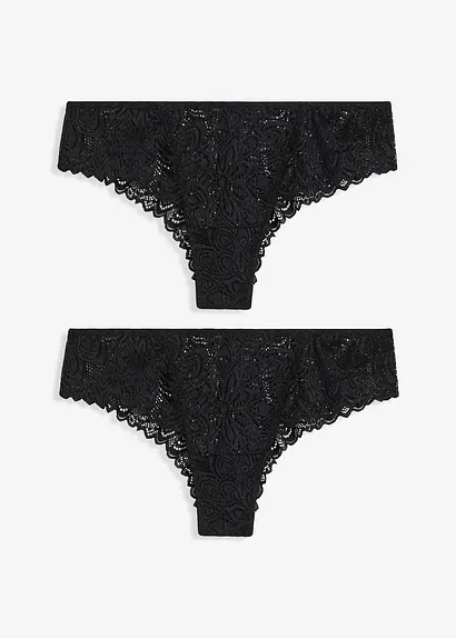 Brazilslip (2er Pack) in schwarz von vorne - bonprix