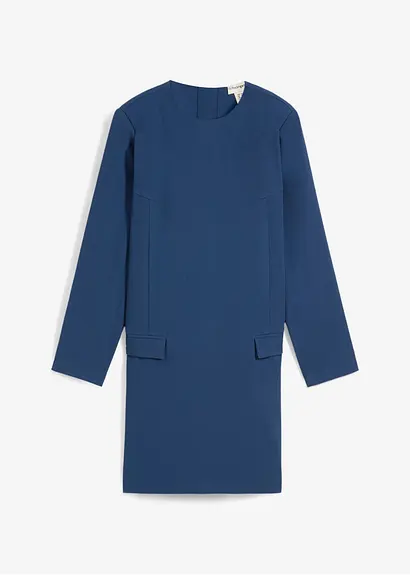 Minikleid mit Schulterpolstern aus Viskose-Mix in blau von vorne - bonprix
