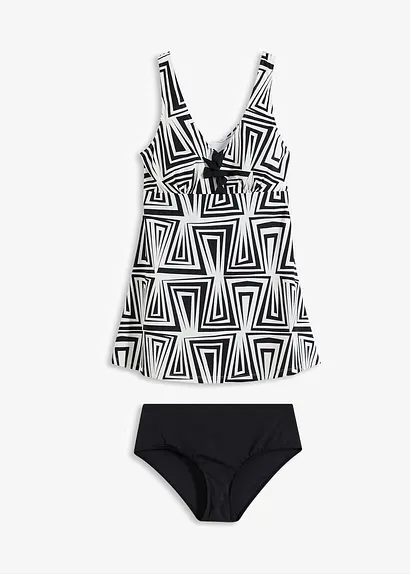 Long Tankini (2-tlg.Set) in schwarz von vorne - bonprix
