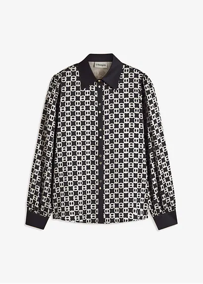 Satinbluse in schwarz von vorne - bonprix