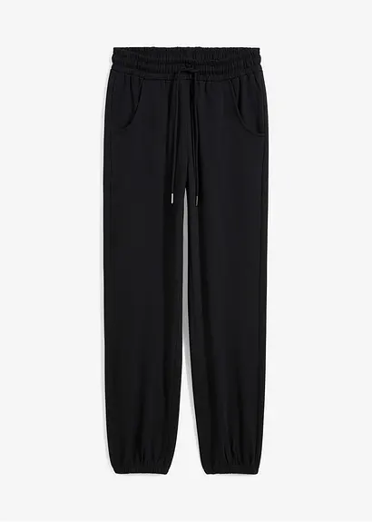 Sweathose mit Gummisaum in schwarz von vorne - bonprix