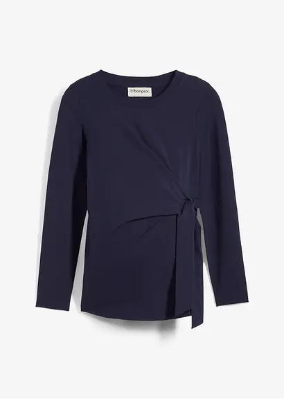 Umstandsshirt aus weicher Bio-Baumwolle in blau von vorne - bonprix
