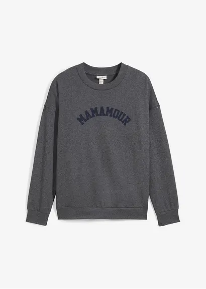 Umstands-Sweatshirt mit Reißverschlüssen zum Stillen in grau von vorne - bonprix