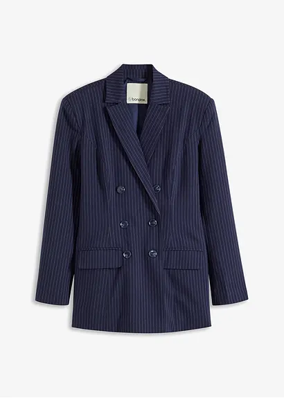 Hourglass-Nadelstreifen-Jacke in blau von vorne - bonprix