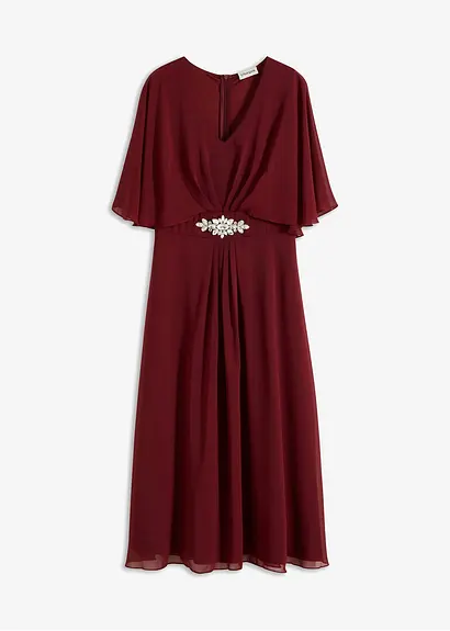 Chiffonkleid mit Strassstein-Applikation in rot von vorne - bonprix